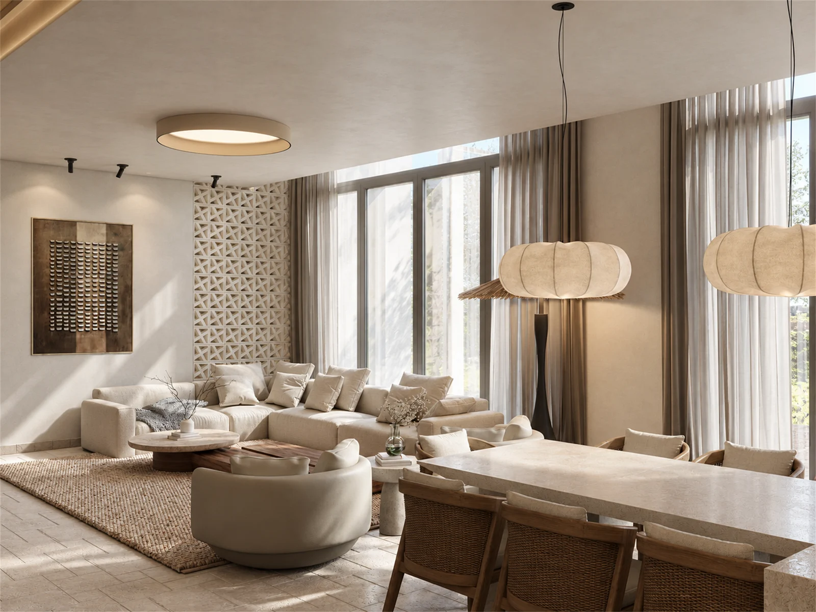 Connected seating & dining area