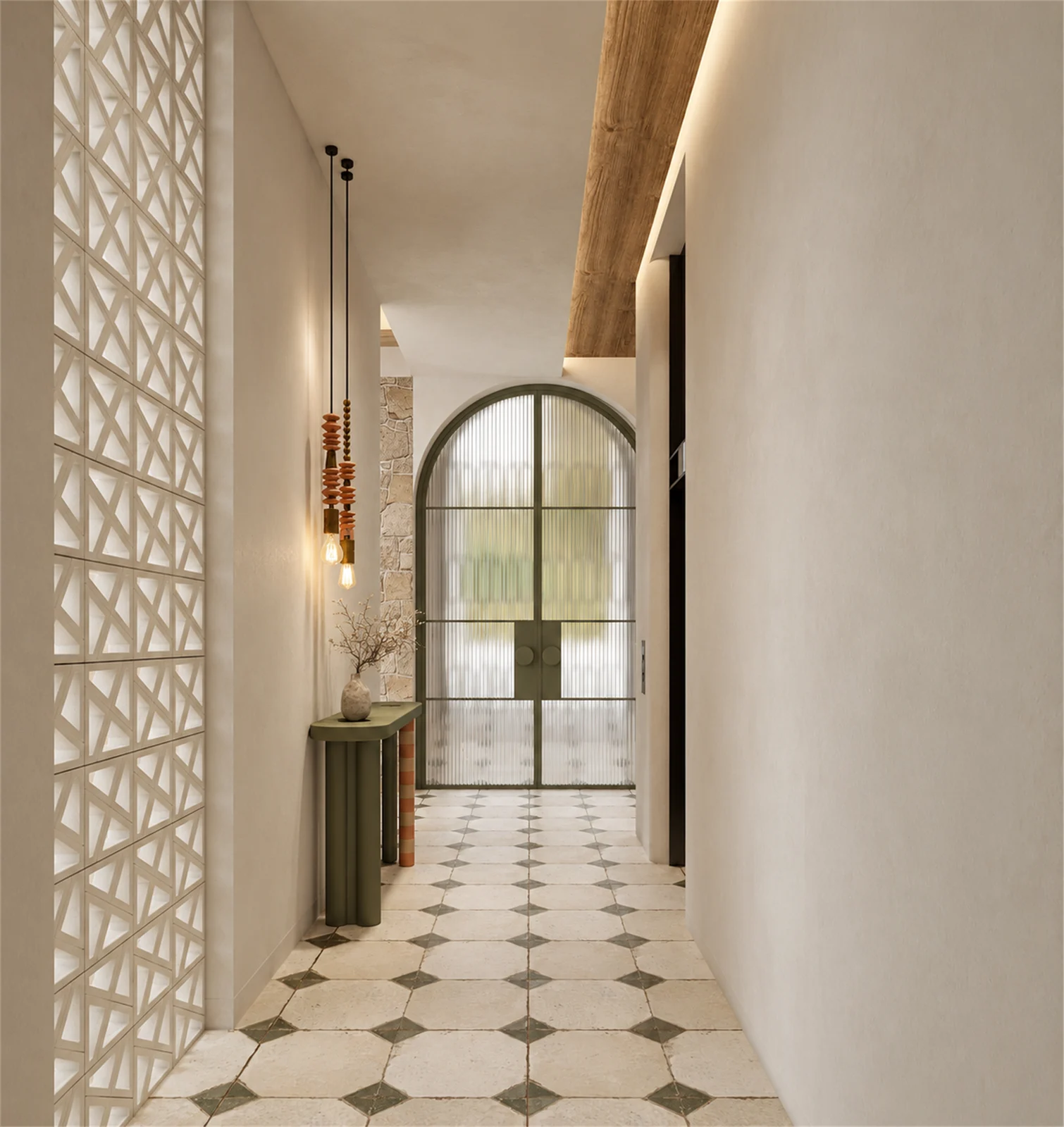 Decorative screen & entrance passage
