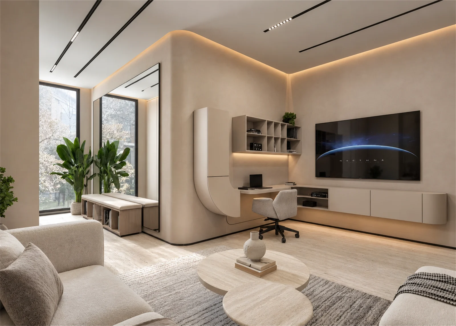 Home office & integrated TV cabinetry