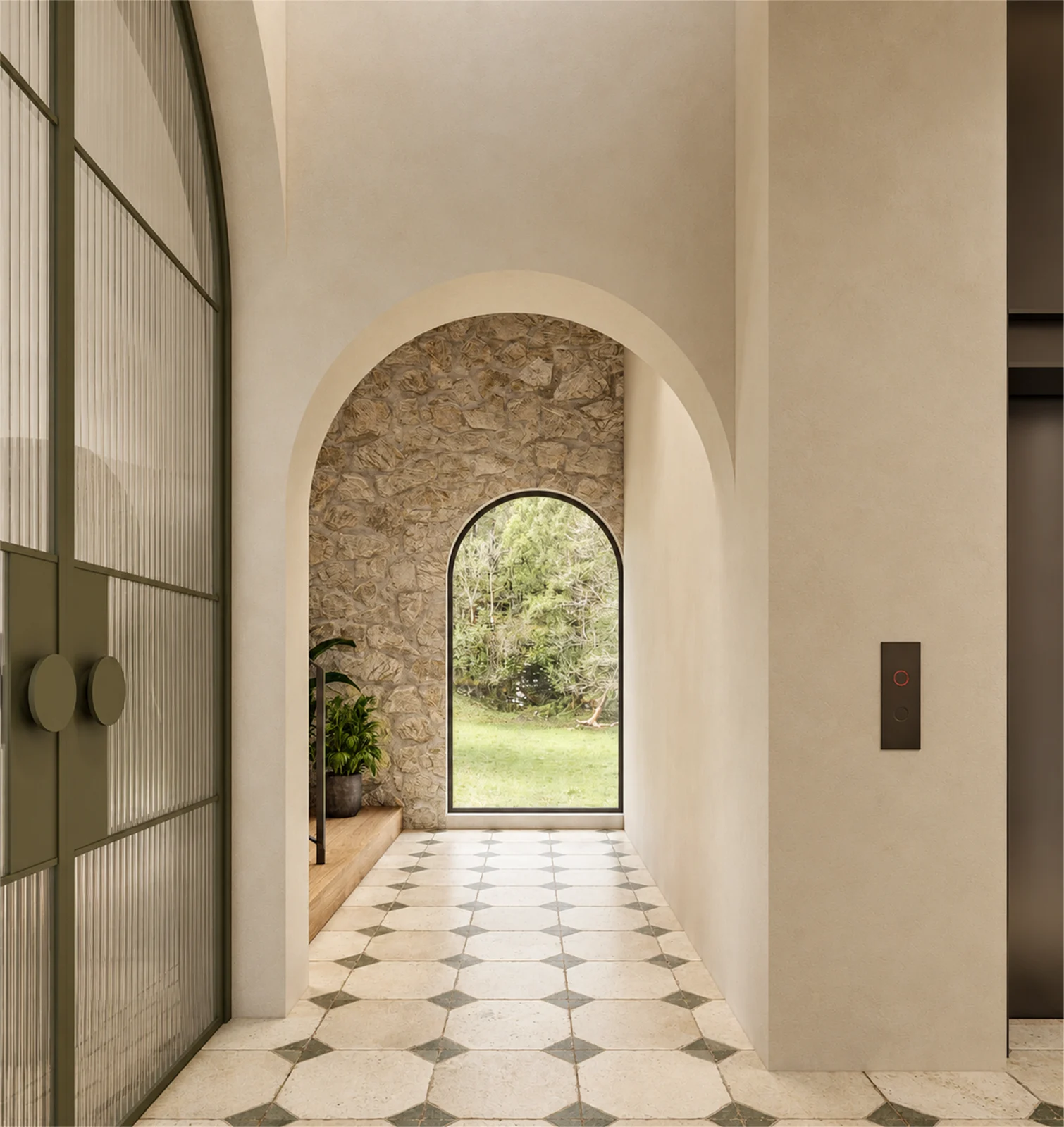 Layered arches & stone-lined passage