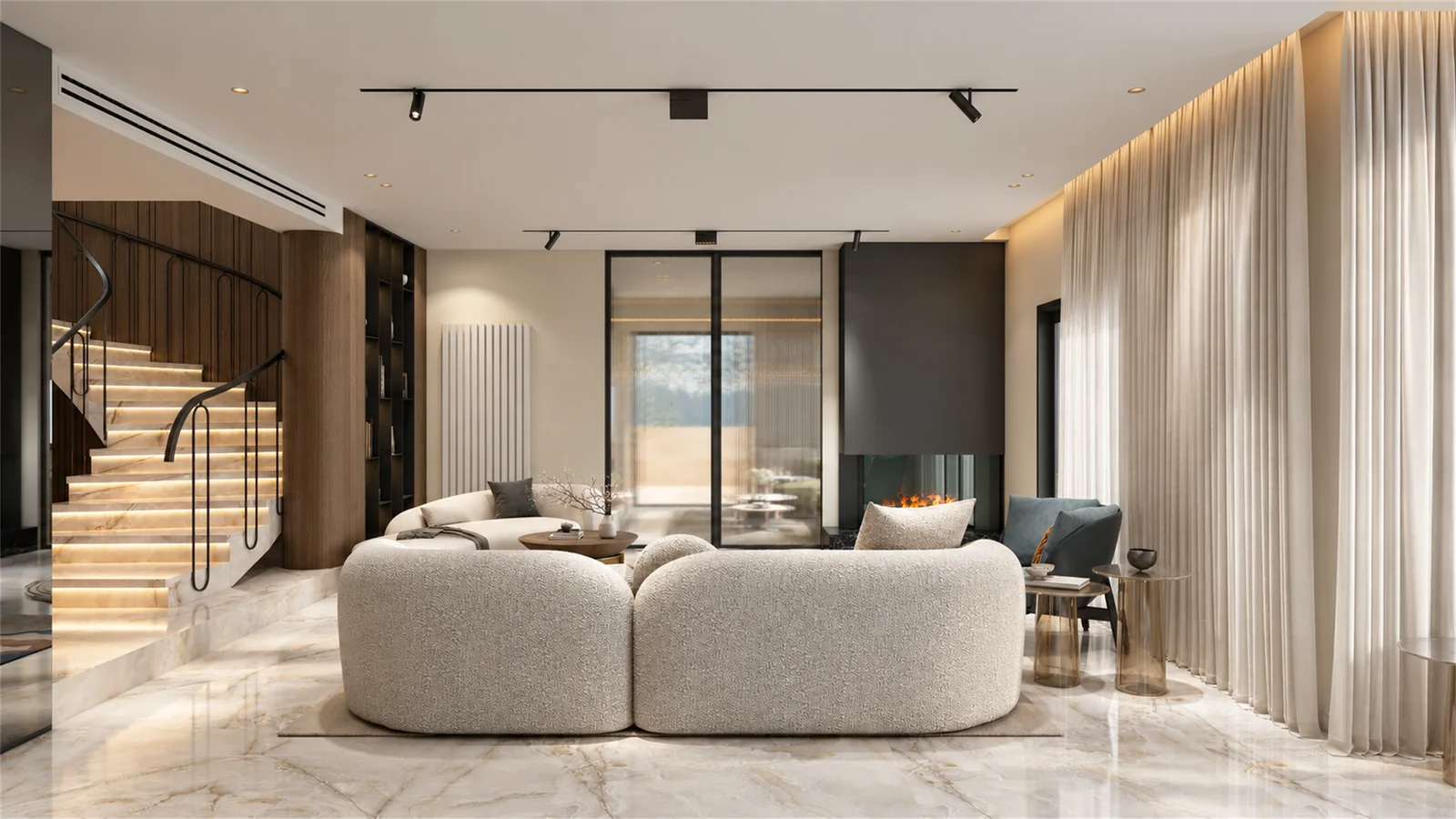 Reception lounge beside the staircase