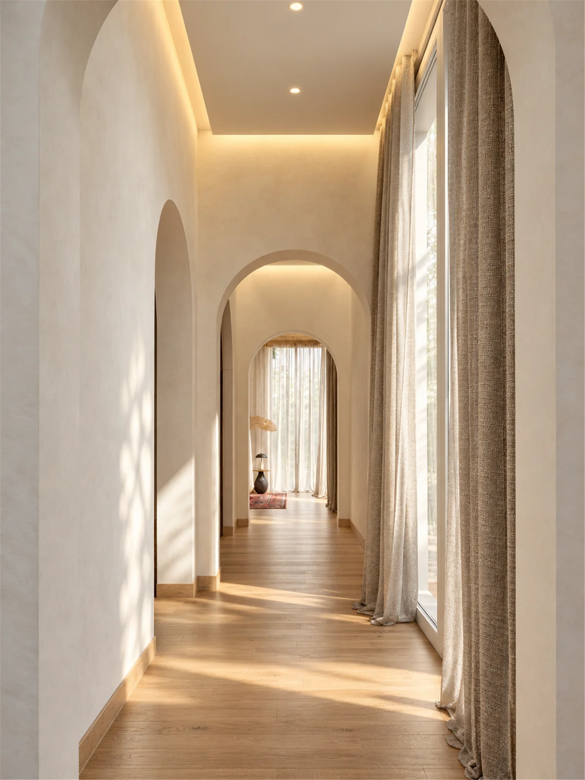 Arched passage beside the bedroom