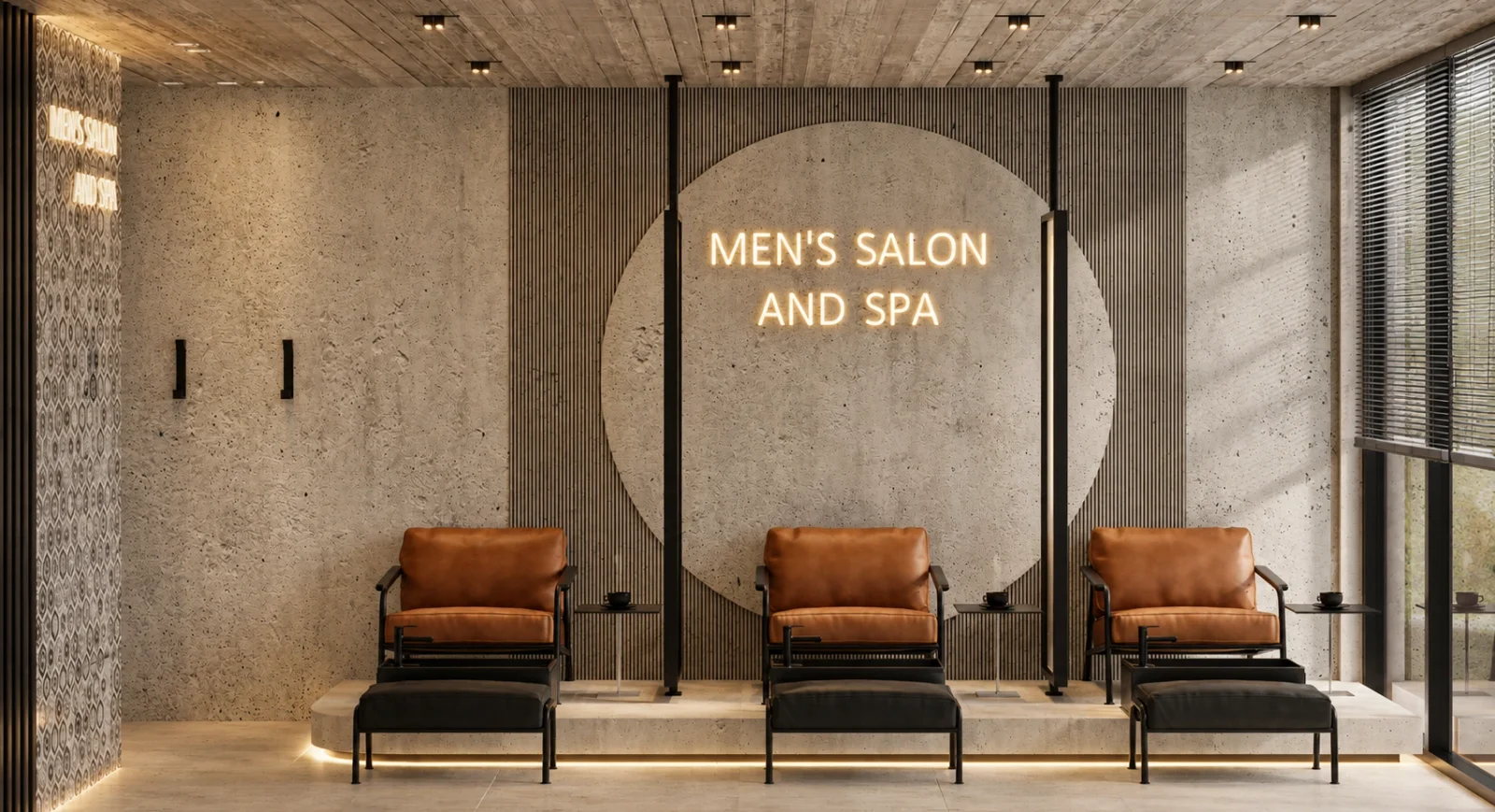 Grooming lounge & feature wall