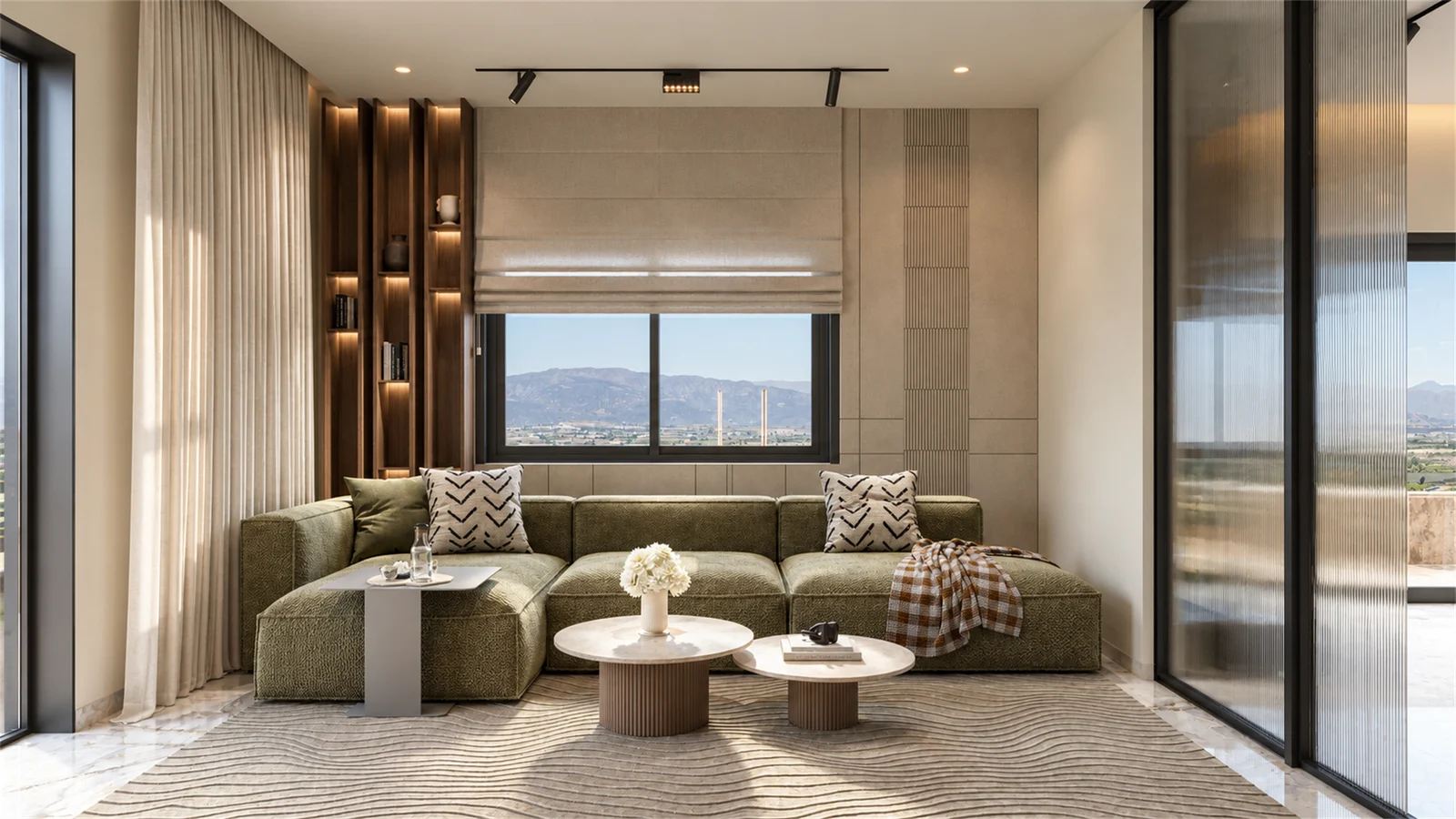 Family lounge & hillside outlook