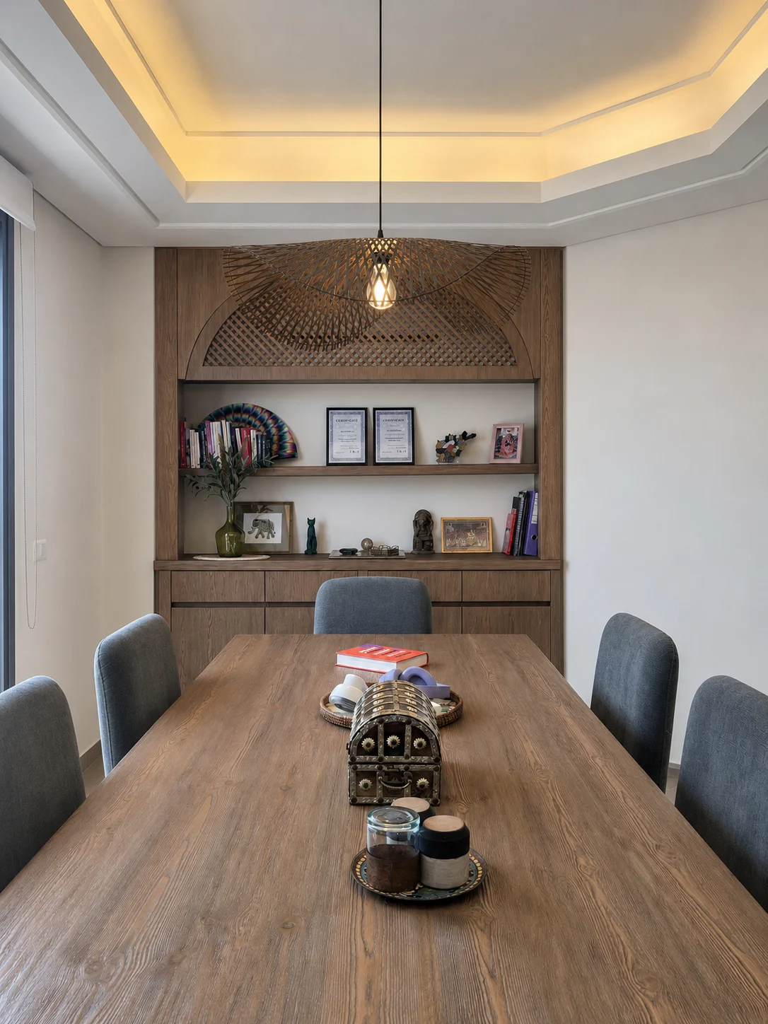Dining area with timber cabinetry