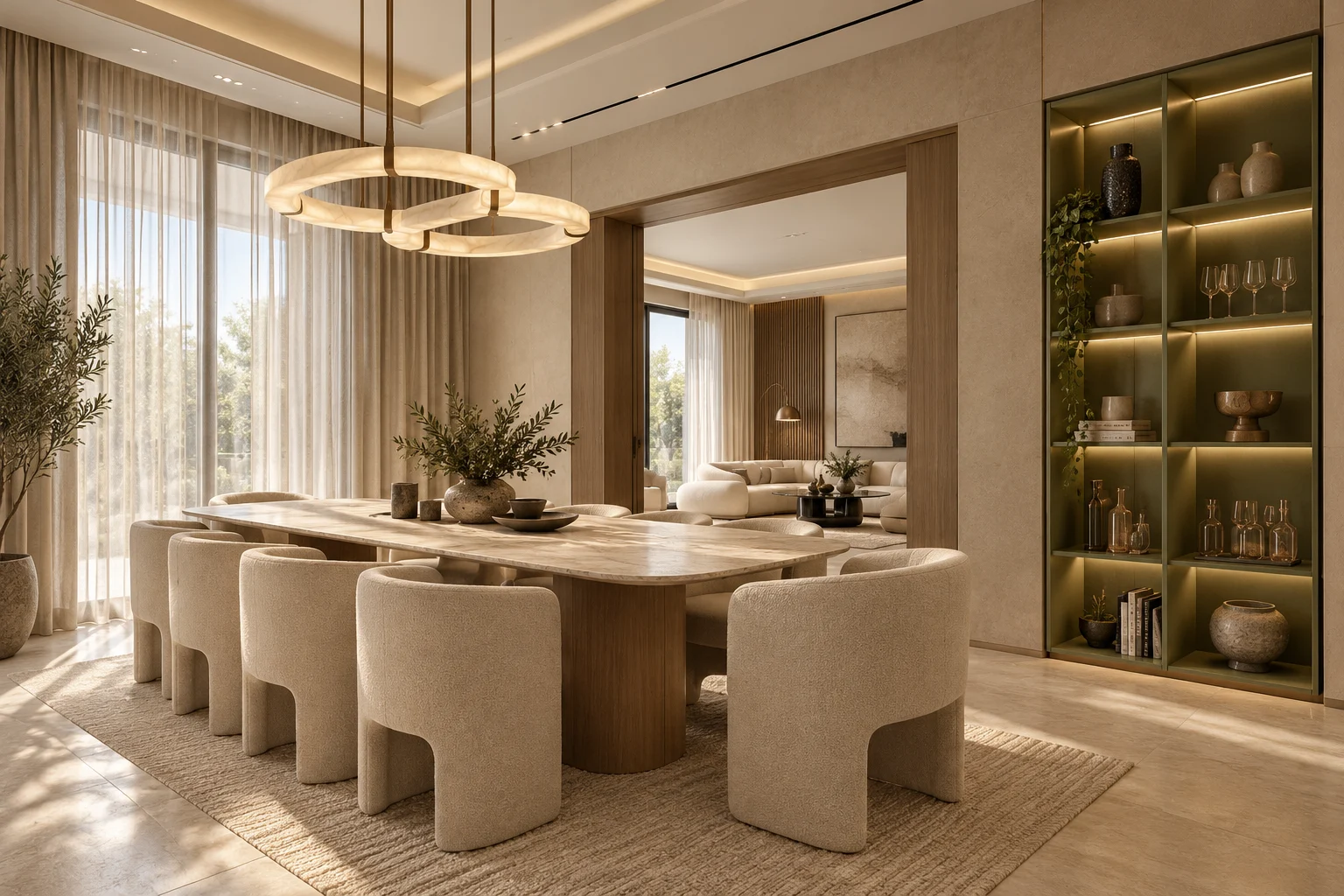 Dining room & illuminated display shelving
