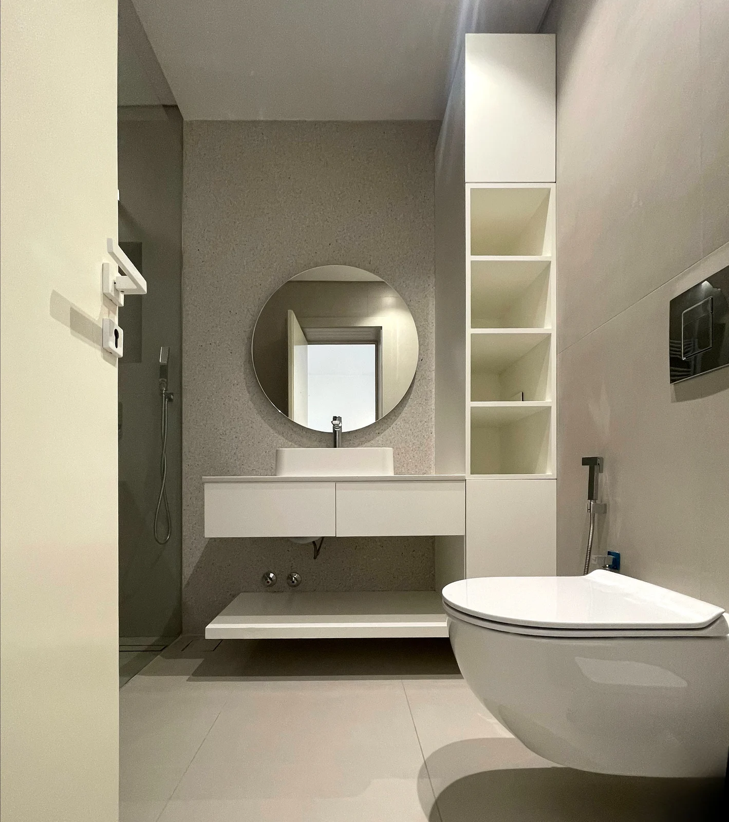 Bathroom vanity & open shelving