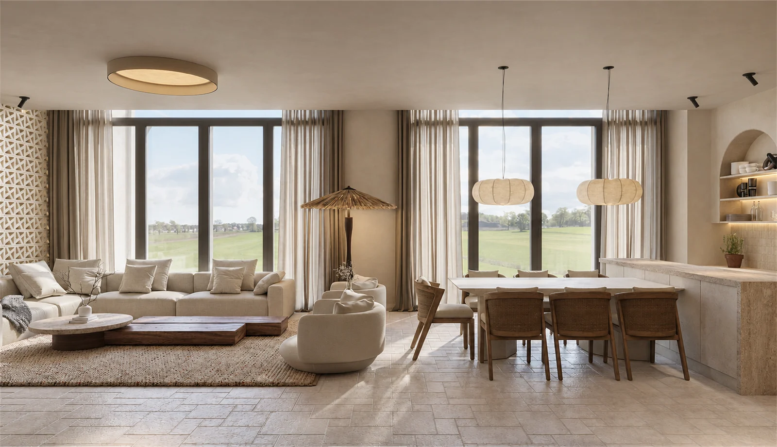 Family living & dining spaces