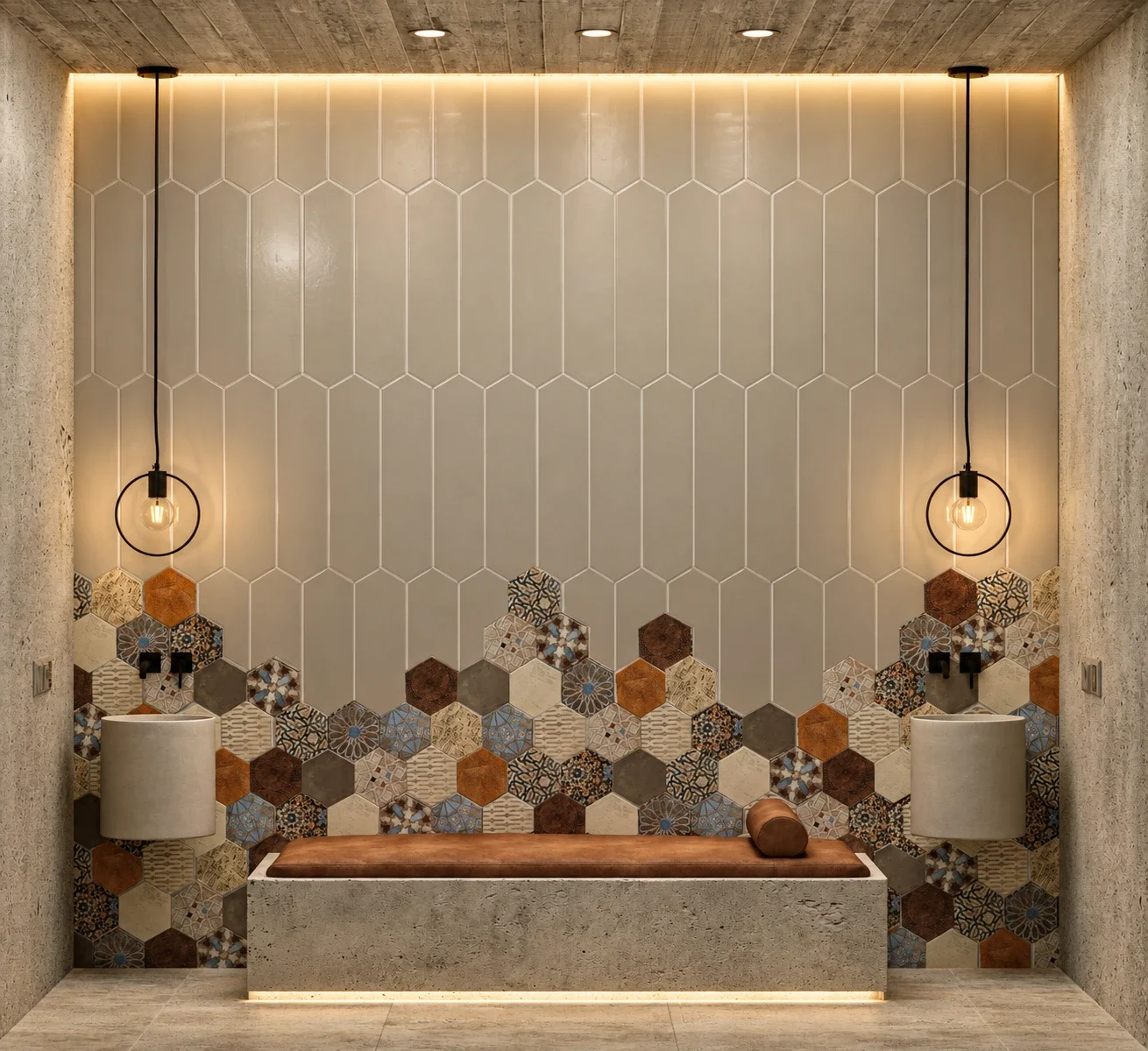 Spa wash area & patterned tiles