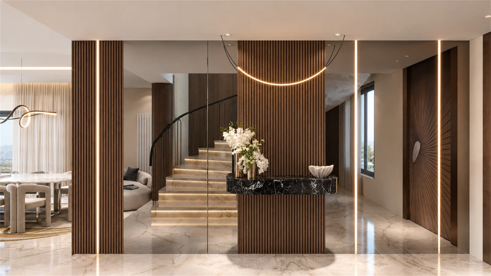 Entrance console & mirrored wall