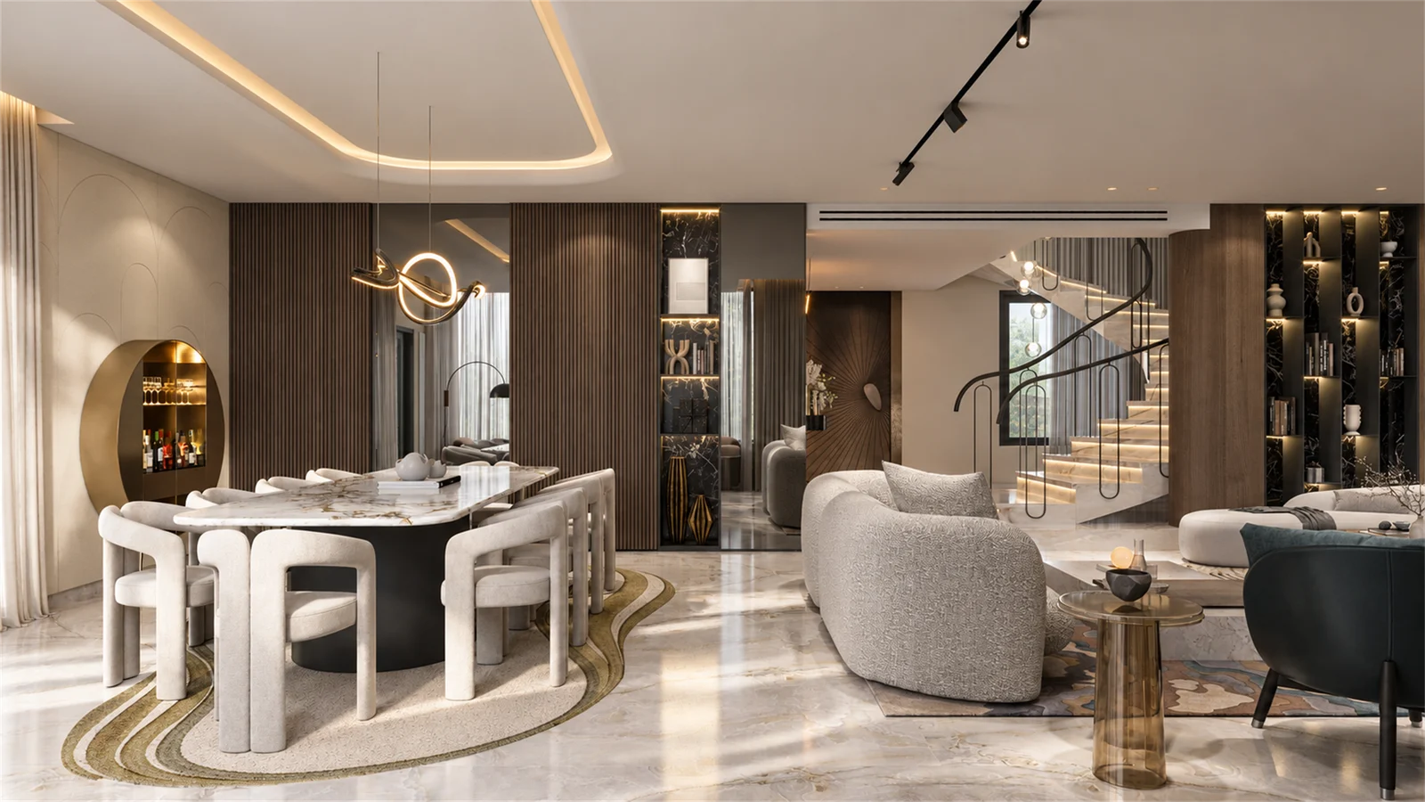Connected dining & reception spaces
