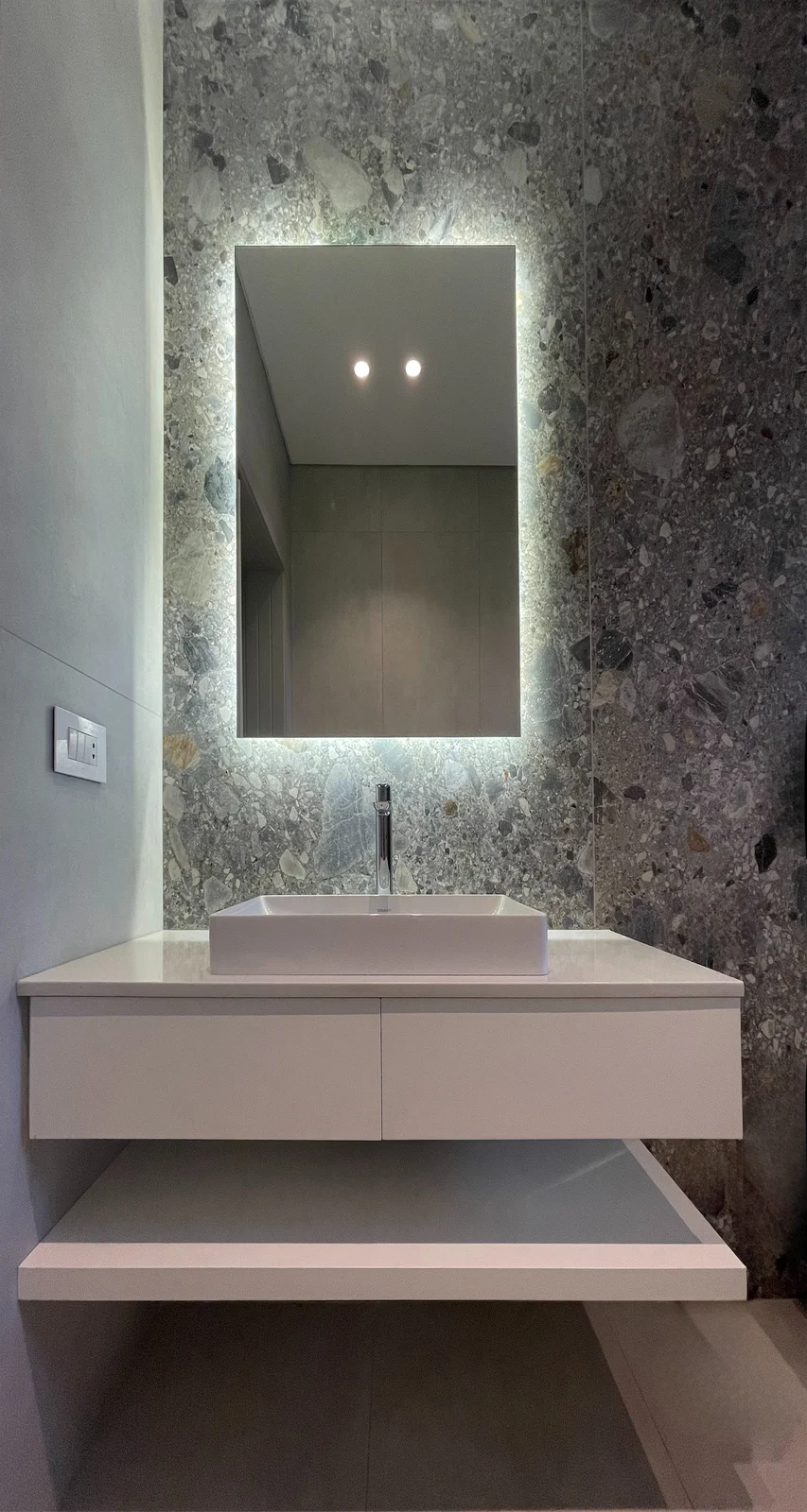 Floating vanity & illuminated mirror