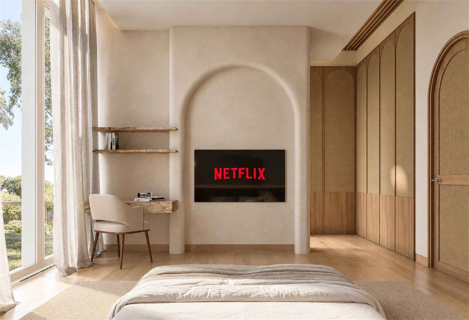 Bedroom TV niche & dressing desk