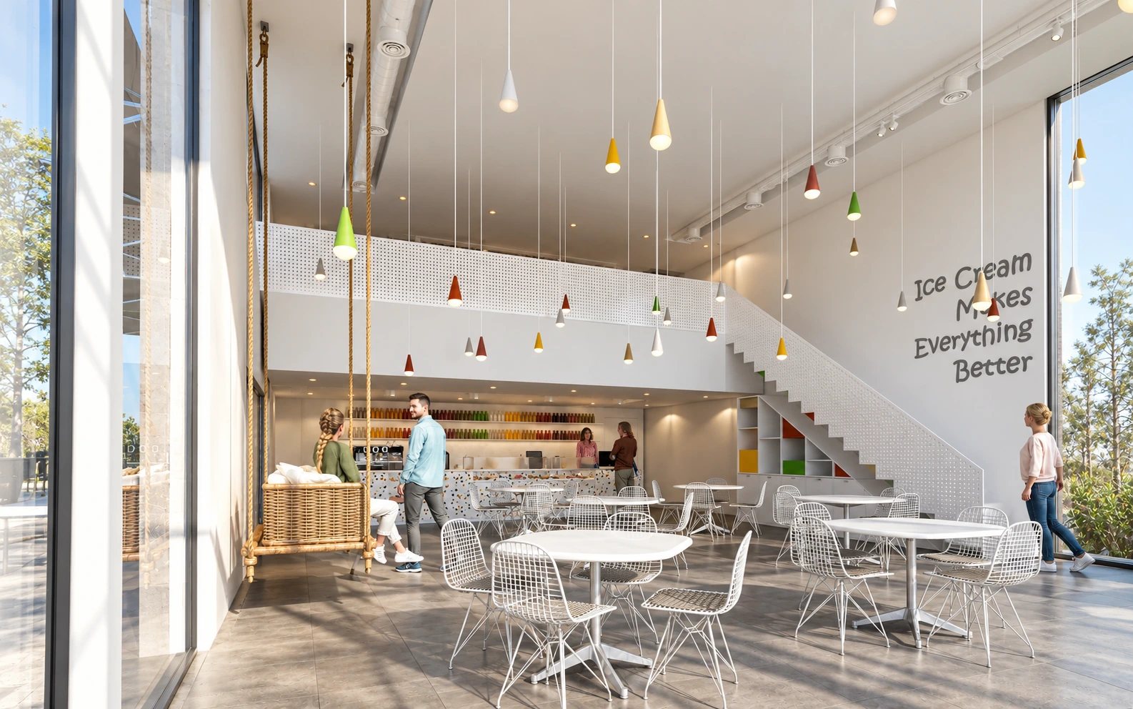 Double-height seating & swing